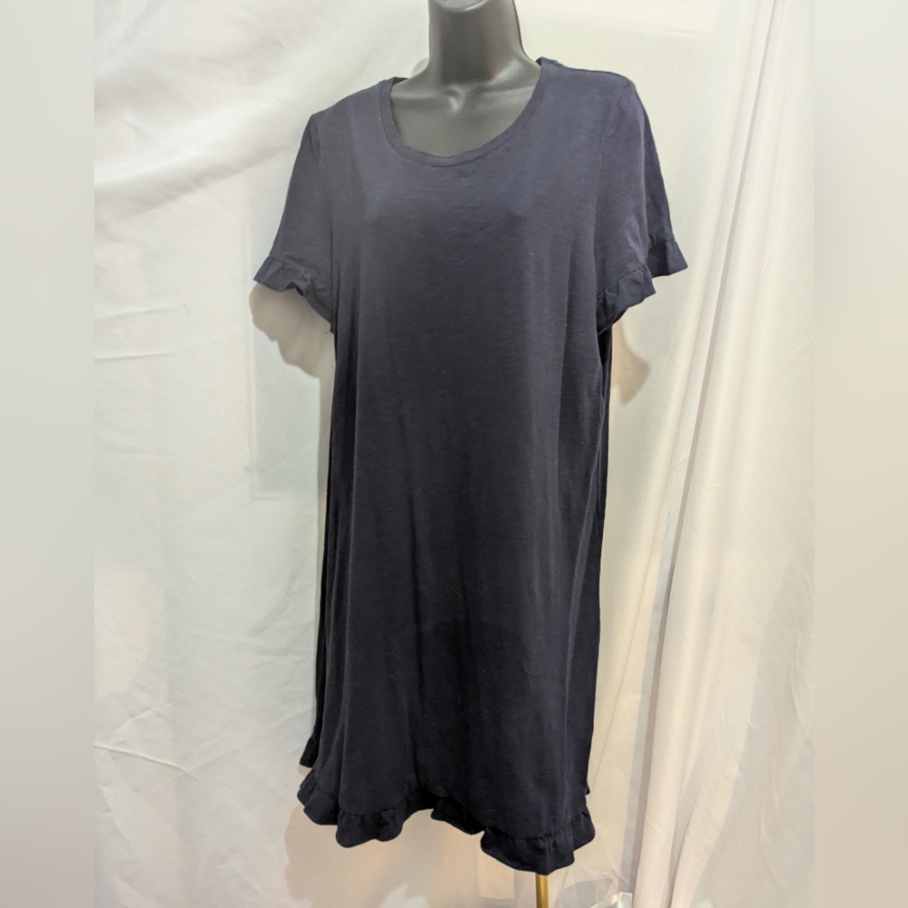 Boden Navy Size 12 Ruffle Trim Cotton Dress